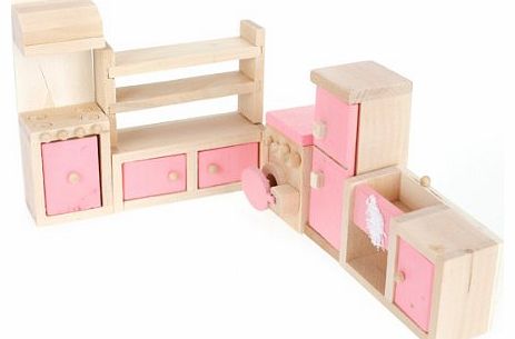 Wooden Dollhouse Furniture Kitchen Toy Set