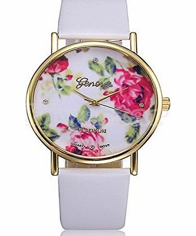 Ryanwayland 20 Styles New Arrival Hot Selling Women Rose Gold Geneva Brand Flower Azetec Pattern Alloy Ladies Dress Watch Lover Gift Quartz Wristwatches (Style 15)