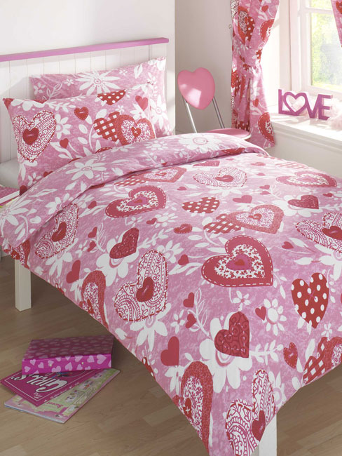 Sweet Hearts Single Duvet Cover and Pillowcase Set