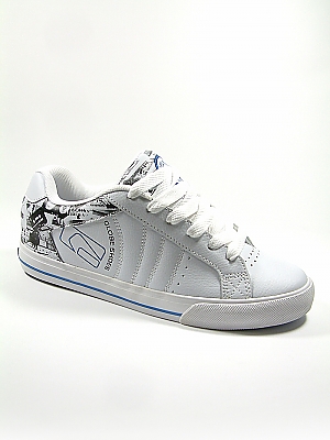 Detour Skate Shoes - White/Black/Blue/Sound System Print