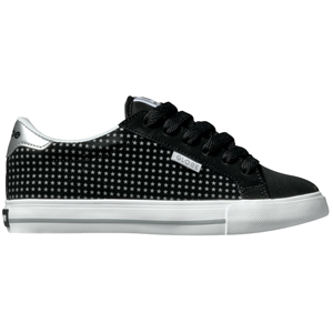 Ladies Globe Chalice Shoe. Black Silver Stars