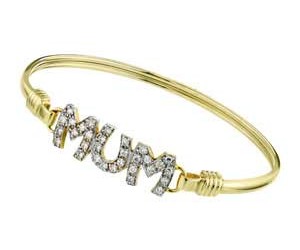 Plated Silver Cubic Zirconia Mum; Bangle