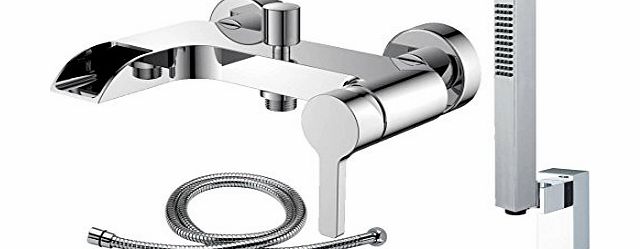 Grand Taps Wall Mounted Bath Bathroom Shower Mixer, Chrome Shower Head, 1.5m Hose (Meuse 4)