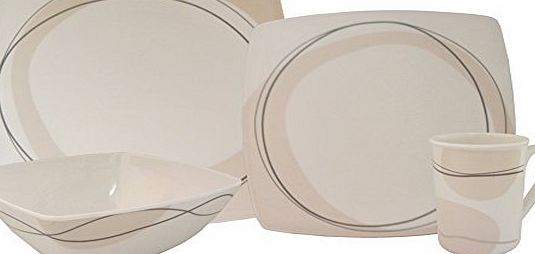 Grove Cappuccino Melamine Tableware Set. Dinnerware Caravan. 16 piece Dinnerset