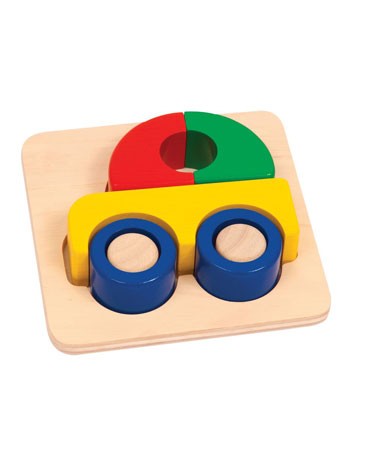 Bright Primary Colour Wooden Car Puzzle