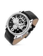 Haurex Flame - Men` Black Leather Band Chronograph Watch