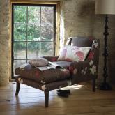 haven Chaise Longue - Dorchester Linen Flock Cream - Dark leg stain