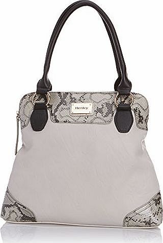 Henley Womens Naomi Tote, Grey/Snake/Black