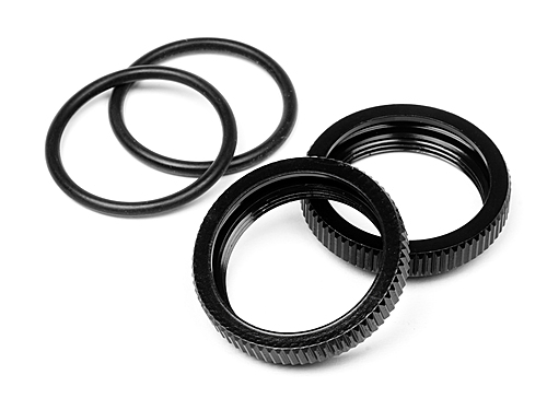 Hot Bodies Big Bore Shock Spring Adjust Nut D8 (Black/2Pcs)