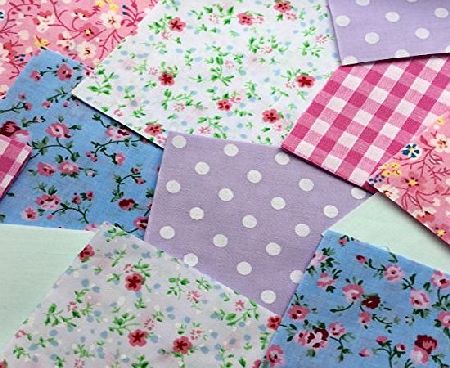 x 50 Vintage Shabby Chic Patchwork Squares 10 x 10cm