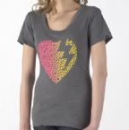 Womens Cracked Heart T-Shirt Grey Heather