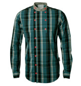 Grejs Blue Check Grandad Style Shirt