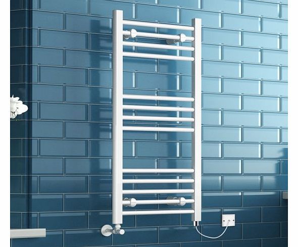 iBath 1000 x 450 mm Electric White Thermostatic Towel Rail Radiator Heated Bathroom Warmer