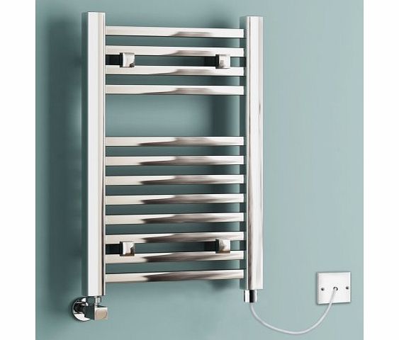 iBath 650 x 400 mm Electric Chrome Designer Square Towel Rail Radiator Heated Bathroom