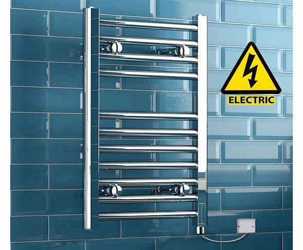 iBath 650 x 400 mm Electric Straight Towel Rail Radiator Chrome Heated Ladder