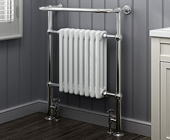 945 x 632 Traditional White Radiator Heated Victorian Chrome Towel Rail