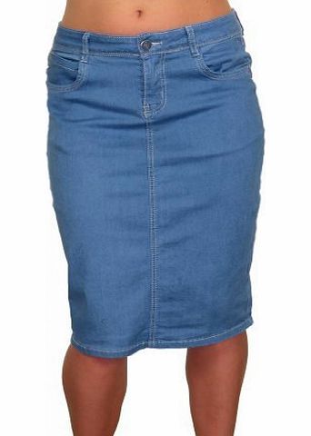 ICE (2462) Plus Size Stretch Denim Pencil Jeans Skirt Blue (18)