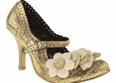 womens irregular choice gold cortesan floral