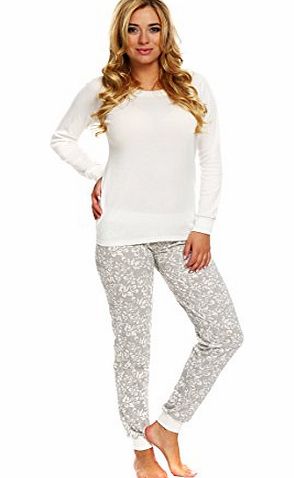 Italian Fashion IF Womens Pyjama Kelly 0223 (Ecru/Grey, M)