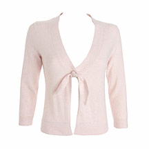 Light pink angora tie front cardigan