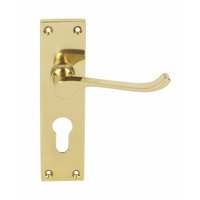 Euro Scroll Lever Lock Brass