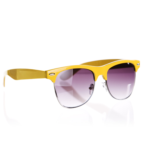 Jeepers Peepers Yellow Retro Half Frame Robin Wayfarer