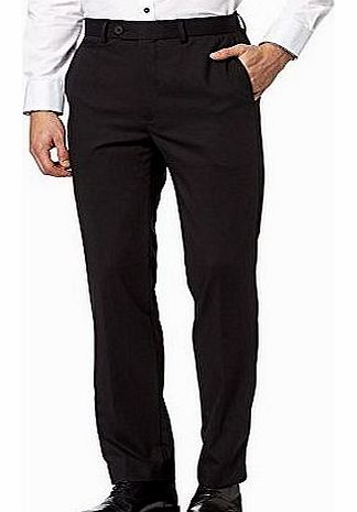 Designer Black Herringbone Slim Fit Wool Blend Trousers