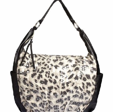 sequin leopard print tote bag