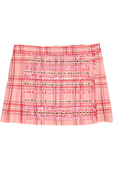 Plaid embellished mini-kilt