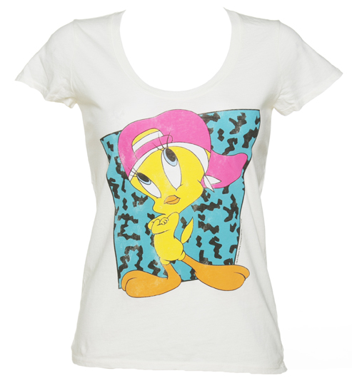 Ladies 90s Tweety Pose Scoop Neck T-Shirt