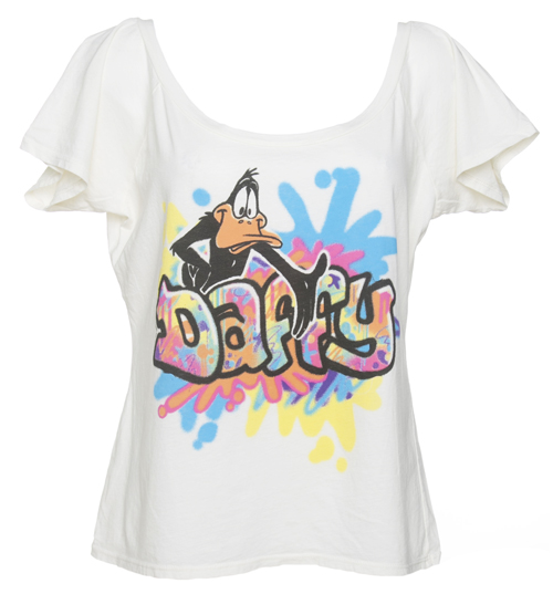 Ladies Slouch Neck 90s Graffiti Daffy Duck