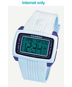 Gents White Strap Digital Watch