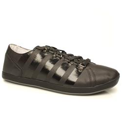 Male Lozan Level Leather Upper Fashion Trainers in Black, White