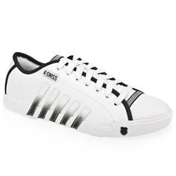 Male Moulton Grad Leather Upper Fashion Trainers in White and Black