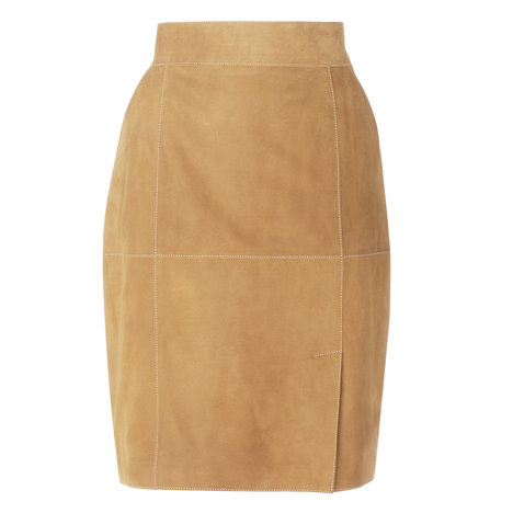 L.K. Bennett Cristin Suede Pencil Skirt Colour Tobacco