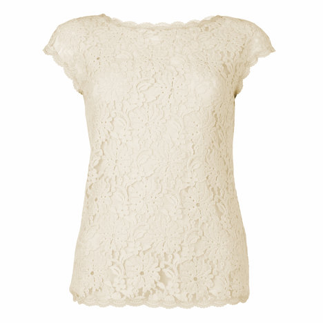 Isabela Lace Cap Sleeve T-Shirt Colour Champagne