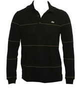 Black and Gold Long Sleeve Pique Polo