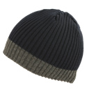 Warship Grey and Navy Ribbed Beanie Hat