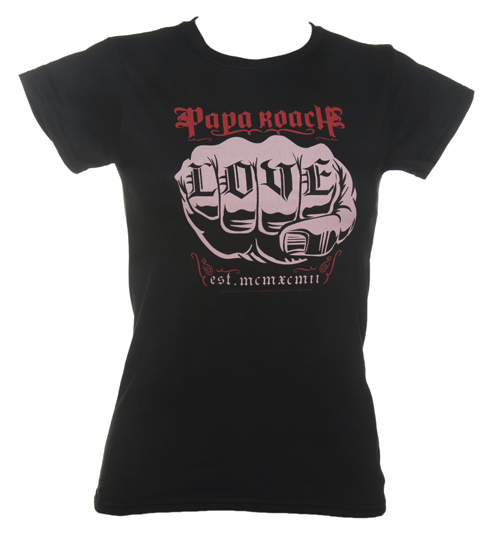 Black Skinny Papa Roach Love Tattoo T-Shirt