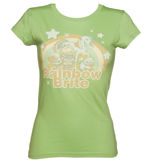 Washed Green Vintage Print Rainbow Brite