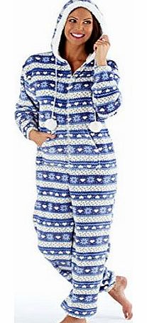 Lady Olga Fleece Onesie Fair Isle Aztec Ladies HOODED Onesies