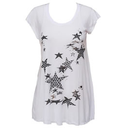 Short Sleeve Stars Swing Tee in White