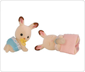 Sylvanian Families Chocolate Rabbit Twin Babies