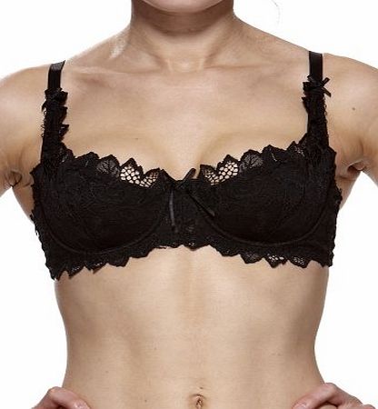 Lepel Fiore Black Floral Lace Balcony Bra 93208 36D