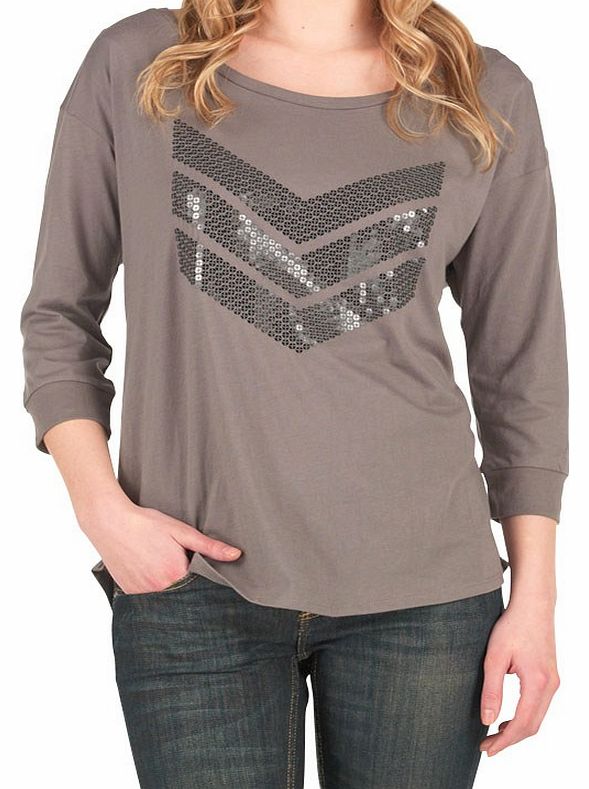 Womens 3/4 Sleeve T-Shirt Grey