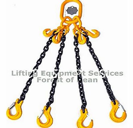 8mm Chain Sling 4 leg with Shortners Heavy Duty EWL 2.2m SWL 4.25t* lifting HIAB ID Tag Cert