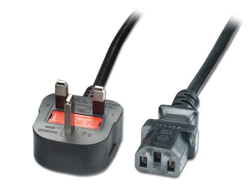  5m Mains Power Lead UK 3-Pin Plug - Black