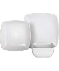 Living 12 Piece Bosa Square Dinner Set - White