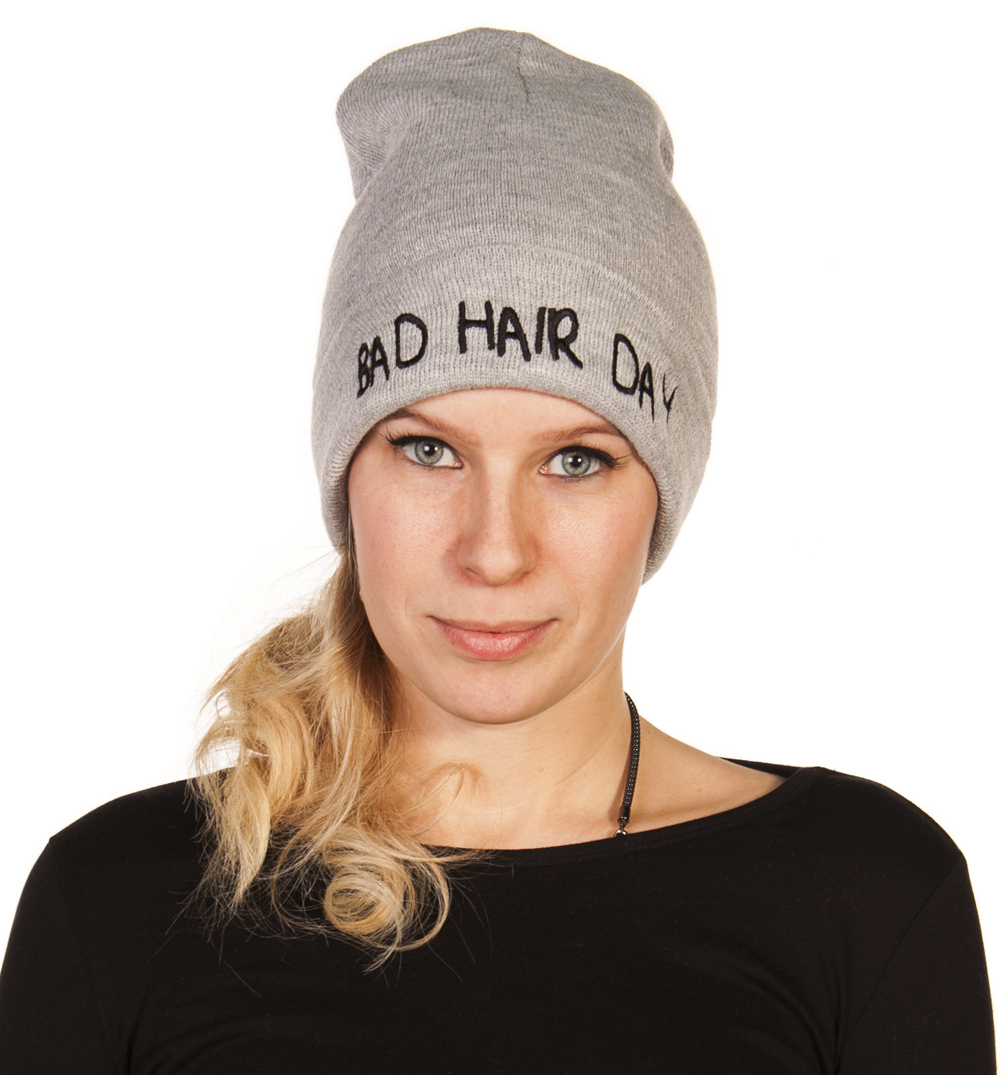 Grey Bad Hair Day Beanie