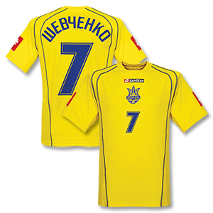 05-06 Ukraine Home shirt + No.7 Shevchenko (Cyrillic)